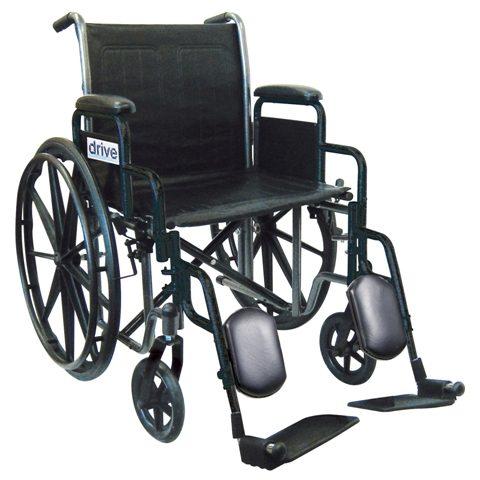 Wheelchair, 20"x 16" Silver Sport 2 Wheelchair w/ Detachable Desk Arms Swing-Away Elevating Legrest