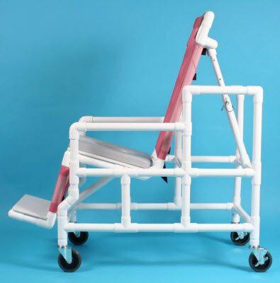 Shower Chair, PVC, Reclining w/ Pad Seat, Legrest & Footrest, Mesh Mauve