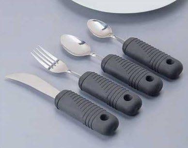 Sure Grip Utensils Set of 4 (1 of each) Teaspoon, Tablespoon, Fork, Knife