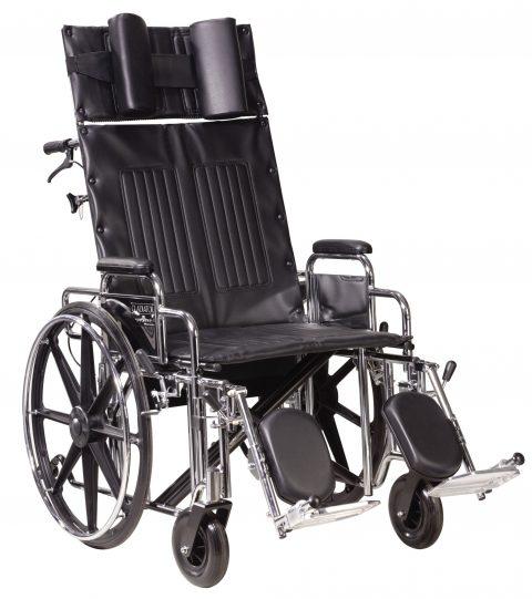 Wheelchair, 22" Sentra Reclining Wheelchair with Extra Long Detachable Desk Arms