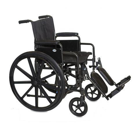 Wheelchair, Standard K2 Dual axle Hemi 16'x16"', Full arm, elevating legrest, 300lbs,