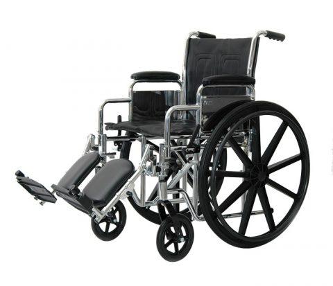 Wheelchair, Chrome K2 Dual axle Hemi 20"x16"', Detachable desk arm, elevating legrest, 315lbs,