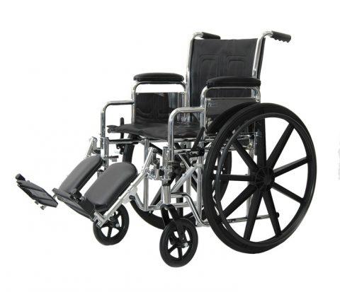 Wheelchair, Chrome K7 Dual axle Hemi 24"x18" Detachable desk arm, Swingaway Footrest, 450lbs