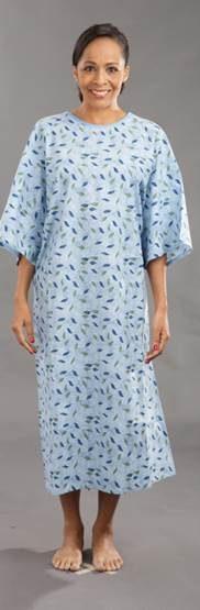 Patient Gown Blue Leaf Print 55/45 Blend 68x49