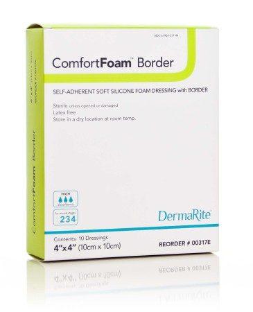 ComfortFoam Border Soft Silicone Foam Dressing 4"x4" 10ea/bx