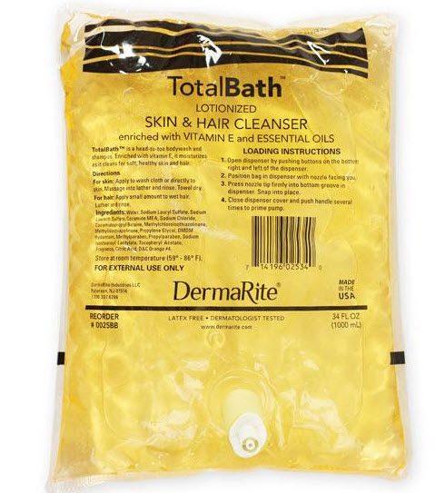 Total Bath Skin and Hair Cleanser 1000ml Refill Bag - 10ea/cs