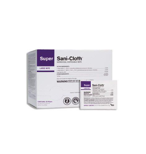 Super Sani-Cloth Germicidal Large Wipes Packets Purple Lid - 50ea/bx