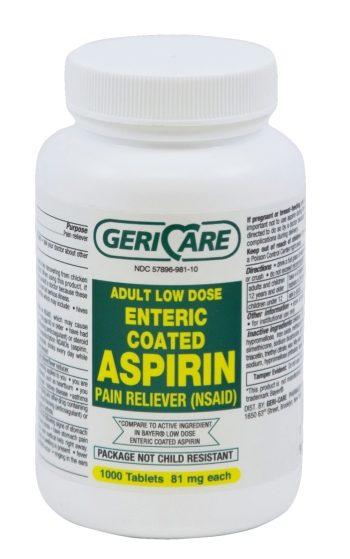 Aspirin Tabs, Enteric Coated, 81mg.