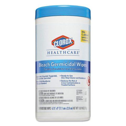 Clorox Healthcare Bleach Germicidal Wipe Unscented 6.75"x 9" 6/70 Tubs (420ct)