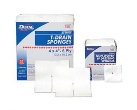 IV & T-Drain Sponges Sterile 6-ply 4"x 4" (2/pk)