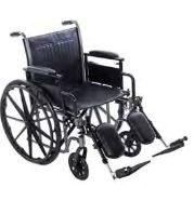 20" K2 Wheelchair W/Removable Desk Arms & Swing Away Foot Rests 300lb Wt-Cap