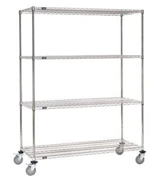 3 Shelf Wire Cart 6' Polyurethane Casters 2 Locking