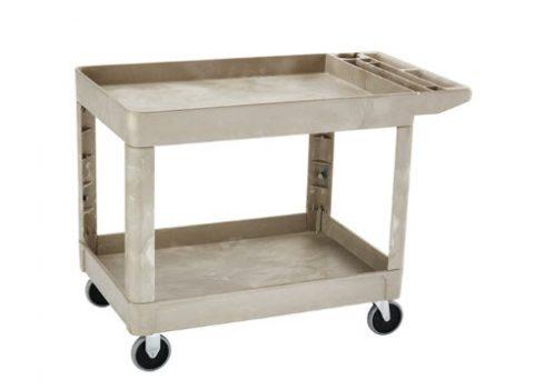 Uility Cart Lipped Shelf Flat Handle Beige Medium