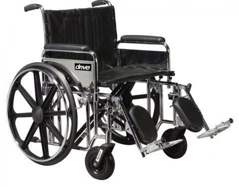 Wheelchair, 20" Sentra Heavy-Duty Wheelchair with Detachable Desk Arms and Elevating Legrest