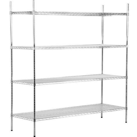 4 Shelf NSF Chrome Kit w/ 74" Posts 24"x 72"x 74"