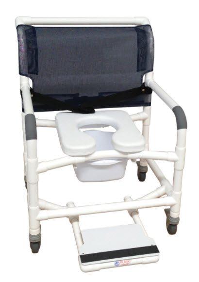 Wide Shower Chair w/ Soft Seat Deluxe Elongated Safety Belt Total Lock Casters