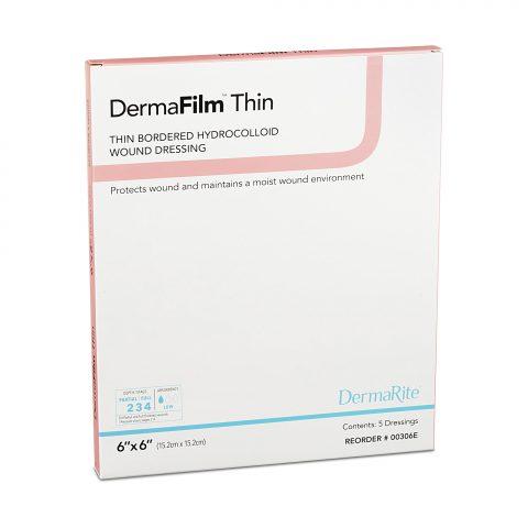 Dermafilm Thin Border Hydrocolloid Dressing 6"x6"