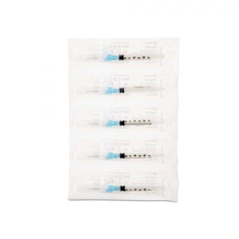 Magellan 3mL Safety Syringe With Hypodermic Needle 23G x 1" - 50/bx 8bx/cs