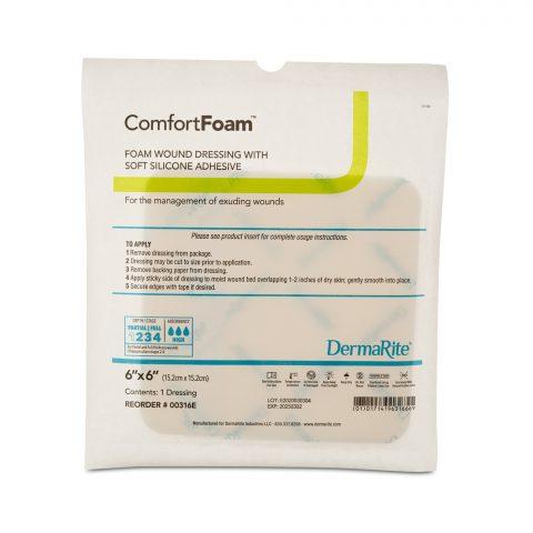 ComfortFoam Non-Border Soft Silicone Foam Dressing 6"x6" 10ea/bx