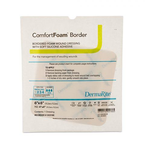 ComfortFoam Border Soft Silicone Foam Dressing 6"x6" 10ea/bx