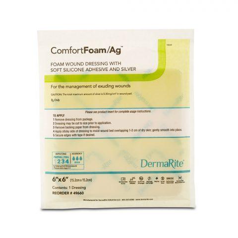 ComfortFoam Silver Silicon Foam Ag Dressing 6"x6"