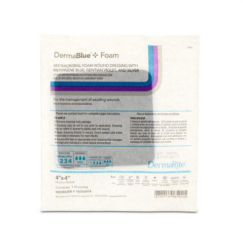 DermaBlue+ Foam w/Silver Wound Dressing Antimicrobial 4"x 4"