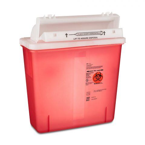 Sharps Collector, 5qt. Red, Counter Balanced Lid