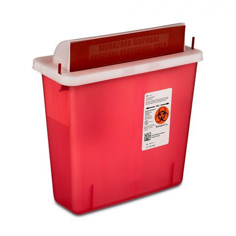 Sharps Collector 5qt Trns. Red Always Open