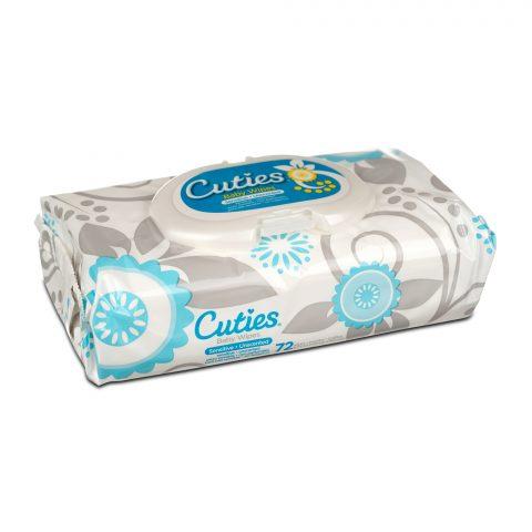 Cuties Baby Wipes Sensitive Soft Pack Unscented w/Vitamin E - 72ea/pk 12pk/cs