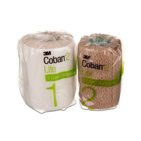 Coban 2 Layer Lite Compression System 4" x 3yds Unstretched 1 Brown 1 White