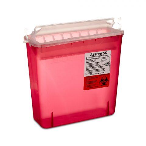 Sharps Collector Horizontal Drop Style Red 5qt