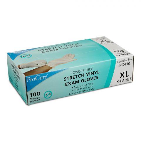 Gloves, Stretch Vinyl, Exam, PF, X-Large, 100ea/bx 10bx/cs