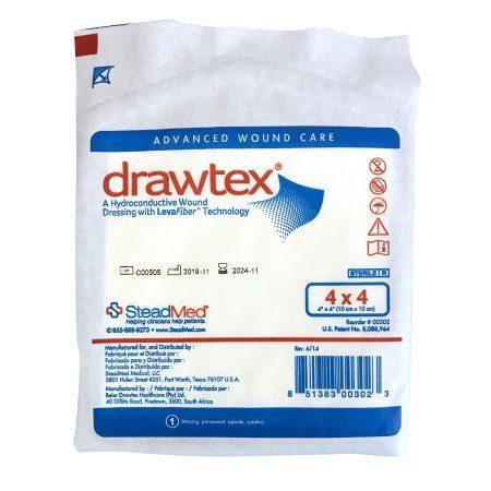 Drawtex Hydroconductive Dressing with Levafiber 4" x 4" 10/bx