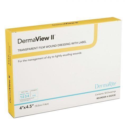 DermaView II (Tegaderm Type) Border Frame Transparent Film 4"x 4.5"