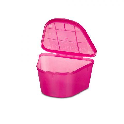 Denture Cup w/Hinged Lid, Pink, 2"x4"x3"