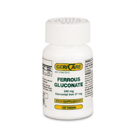 Ferrous Gluconate 240mg/27mg Tabs, 100's