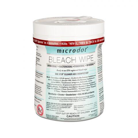 Microdot Bleach Wipe, 6"x6" 160ea/tub 12tubs/cs