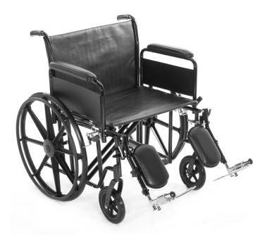 Titus 22" Heavy Duty Wheelchair w/Removable Desk Arms Elevating Leg Rests Vinyl Seat 500lb Cap