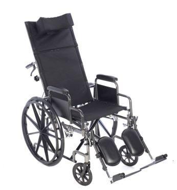 16" Reclining Wheelchair w/Removable Desk Arms Rear AntiTippers Elev Leg Rests Nylon Seat 300lb Cap