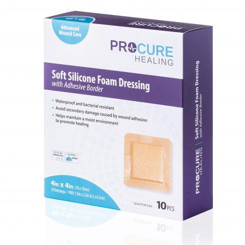 ProCure Foam Soft Silicone Foam Dressing w/Border 4"x 4"