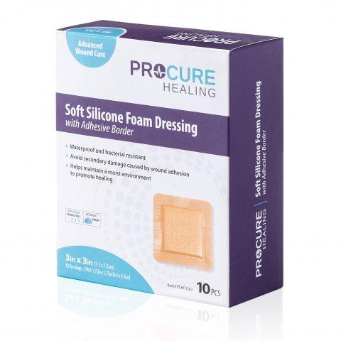 ProCure Foam Soft Silicone Foam Dressing w/Border 3"x 3"