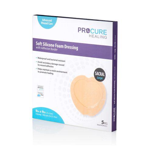 ProCure Foam Soft Silicone Foam Dressing w/Border Sacral Large 9"x 9"