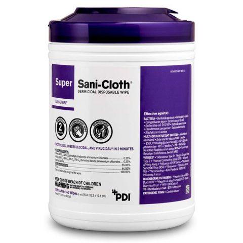 Super Sani-Cloth Germicidal Wipes XL Canister Purple Lid 75's