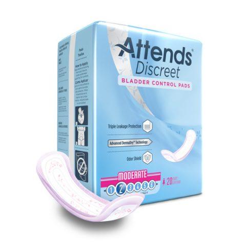 Attends Discreet Bladder Control Pads Moderate Absorbency - 20ea/pk 10pk/cs